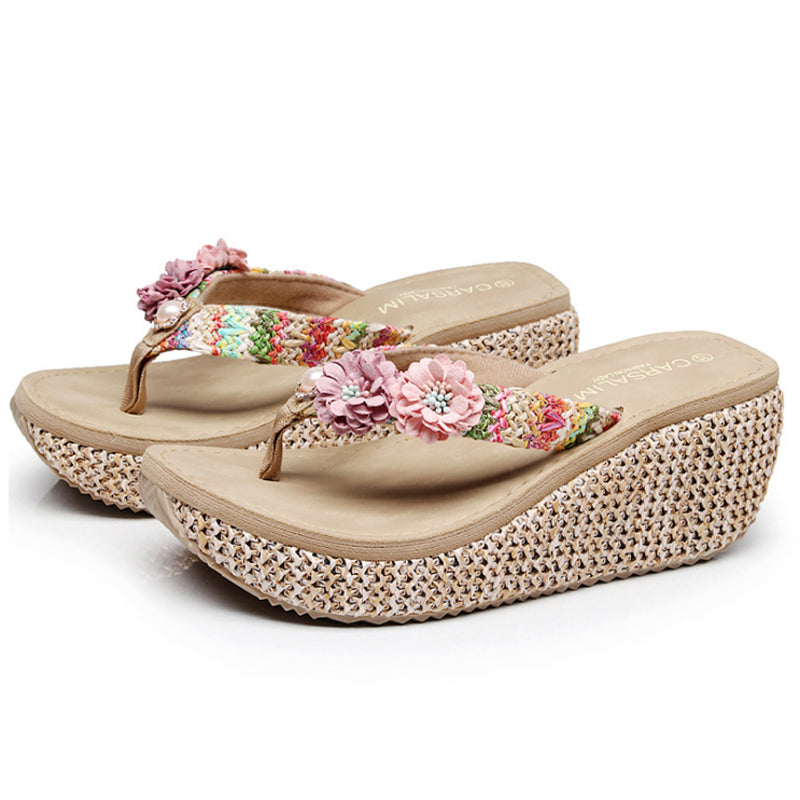 Ladies' Contour Arch Platform Sandals with Flowers