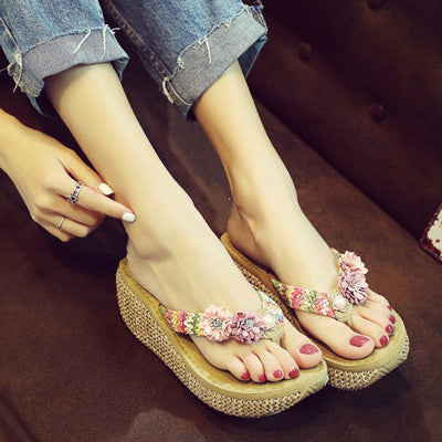 Ladies' Contour Arch Platform Sandals with Flowers