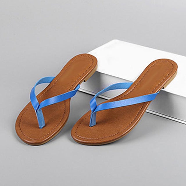 Women's Leather Insole Color Strap Flats