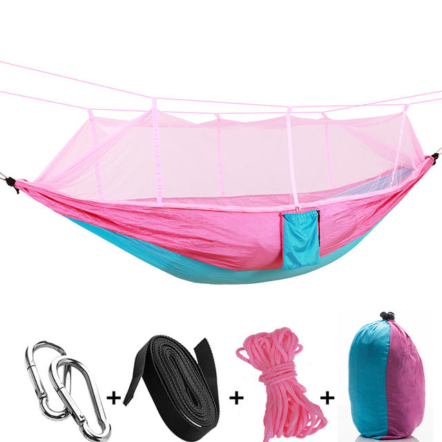Hammock with Mosquito Netting Canopy for Camping, Two-Person