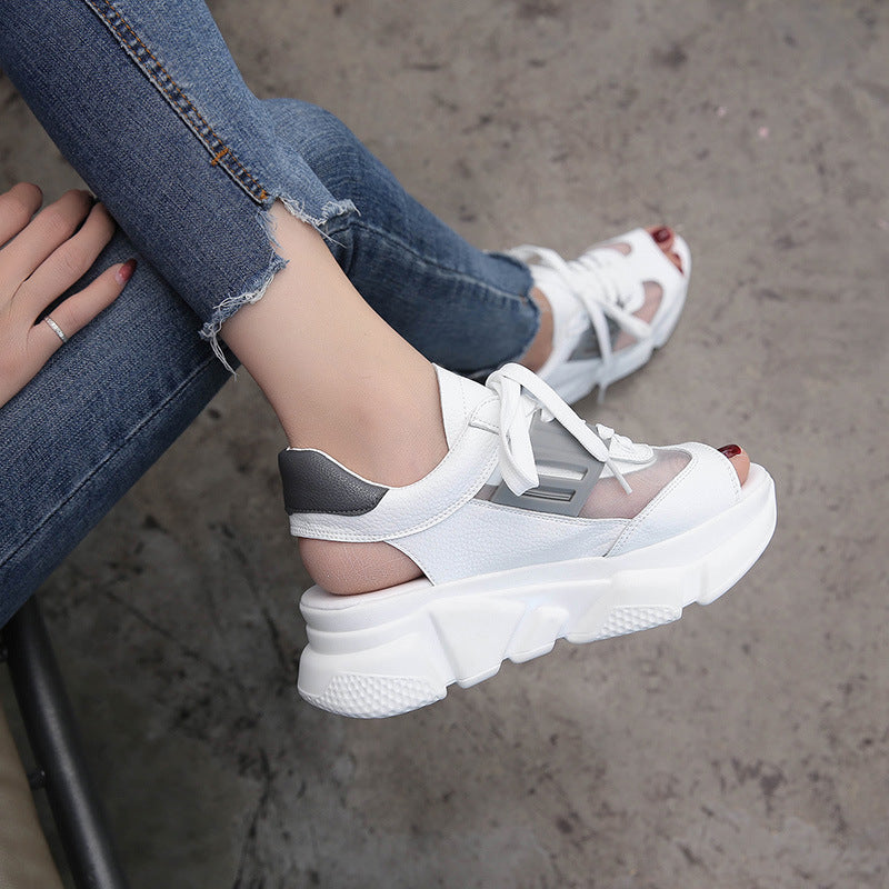 Women's Platform Sole High Heel Mesh Beach Sandals