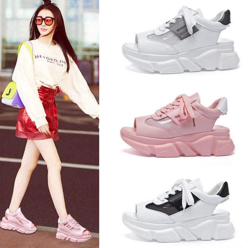 Women's Platform Sole High Heel Mesh Beach Sandals