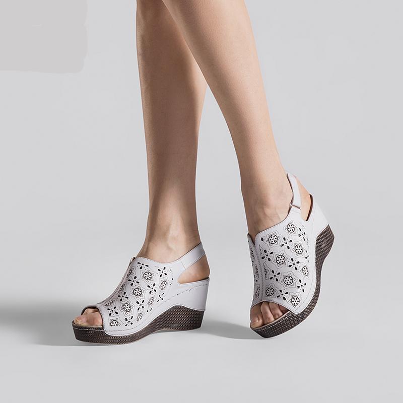 Star Fretwork Pattern Summer Wedge Heels for Women