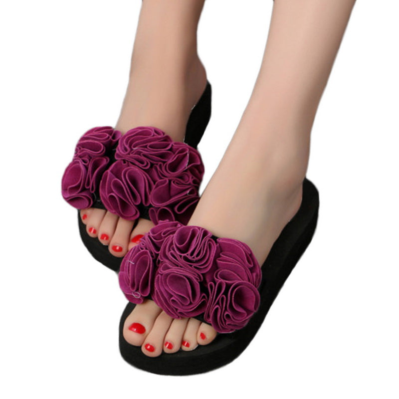 Women's Stunning Fabric Rose Summer Sandals