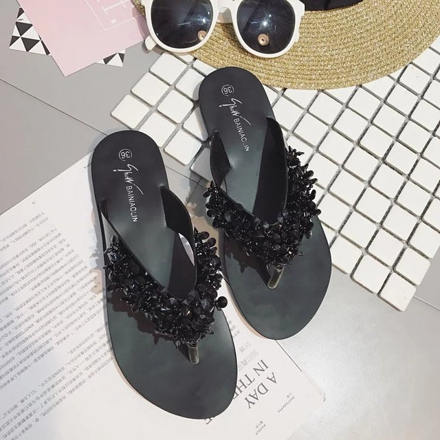 Women's Crystal Bling Rubber Sole Sandals