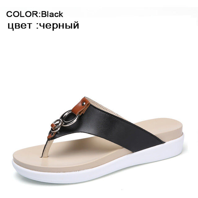 Leather Women's Flip Flop Slipper Sandals