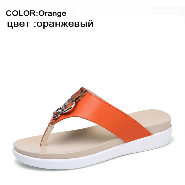 Leather Women's Flip Flop Slipper Sandals