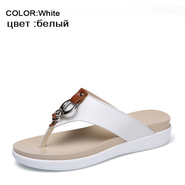 Leather Women's Flip Flop Slipper Sandals