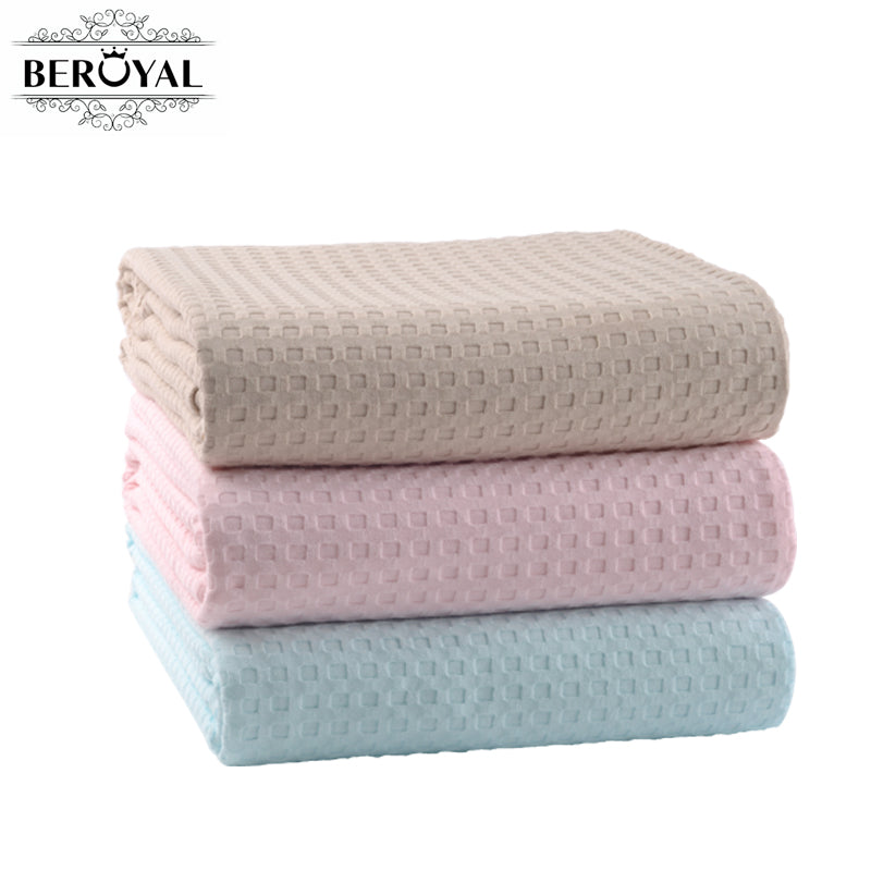 Waffle Pattern Cotton Bed Cover, Sofa Throw 150x200cm