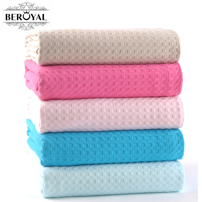 Waffle Pattern Cotton Bed Cover, Sofa Throw 150x200cm