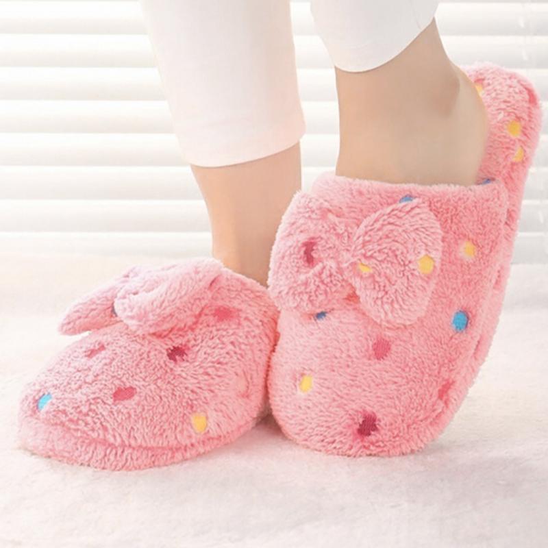 Plush Polka Dot Cotton Slippers