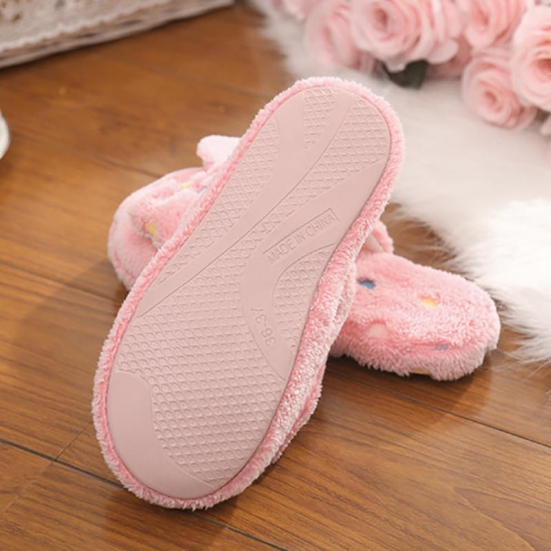 Plush Polka Dot Cotton Slippers