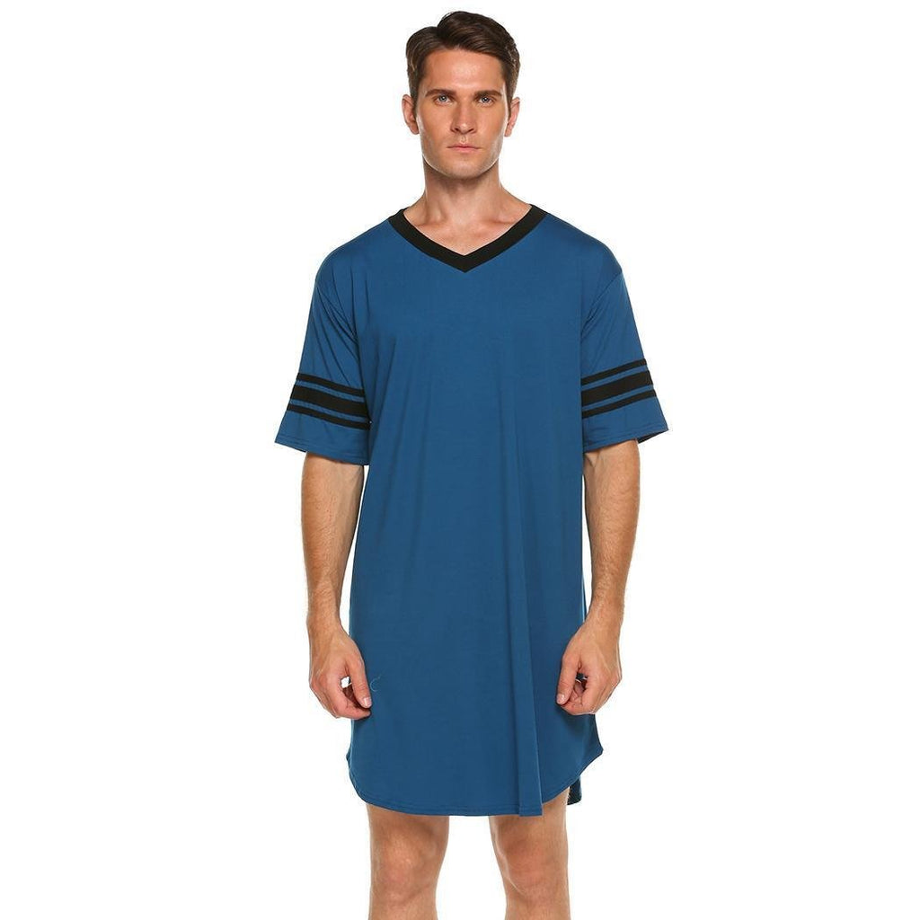 Men's Long Banded Sleeves Nightshirt