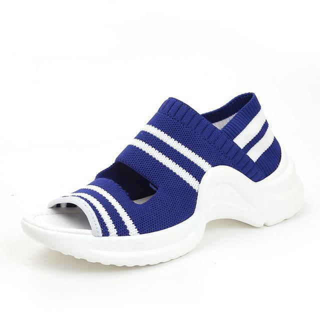 Stretch Fabric Mesh Women's Slip-on Wedge Sandals