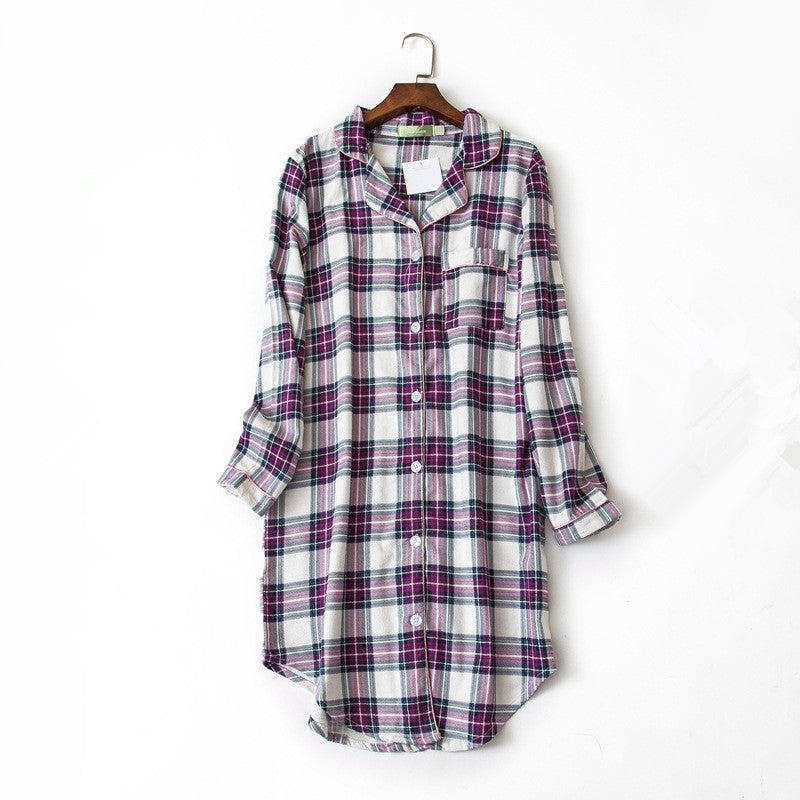 Comfy Women's Plaid Cotton Night Shirt