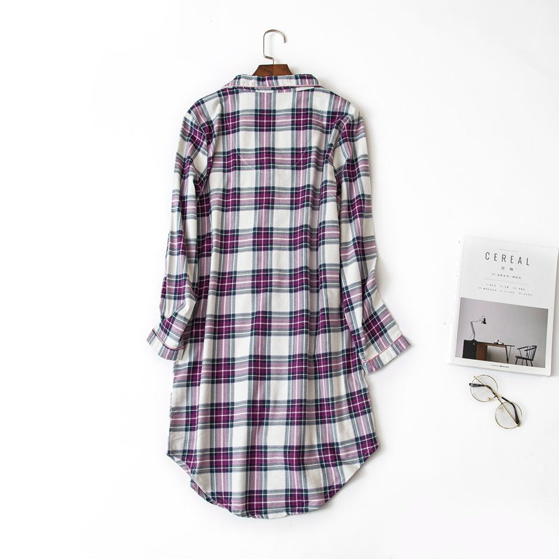 Comfy Women's Plaid Cotton Night Shirt