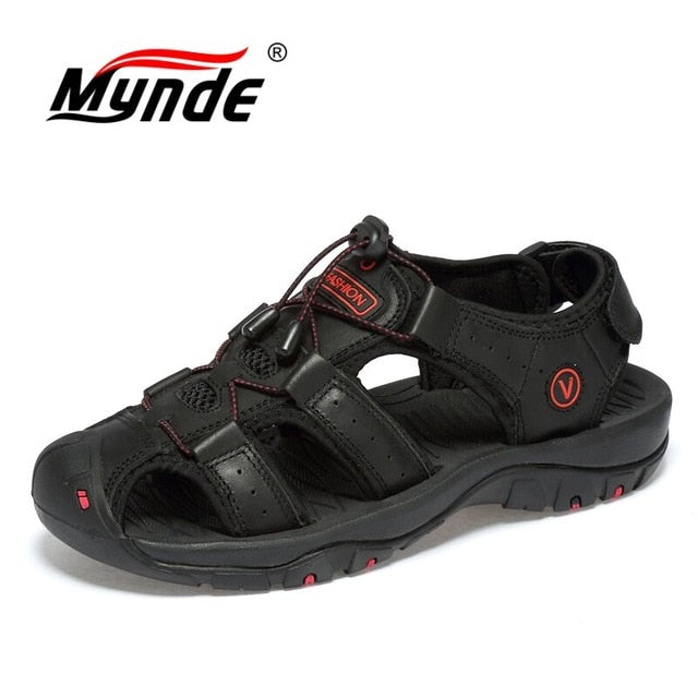 Men's Ankle Strap Leather Sandals Big Sizes 38-47