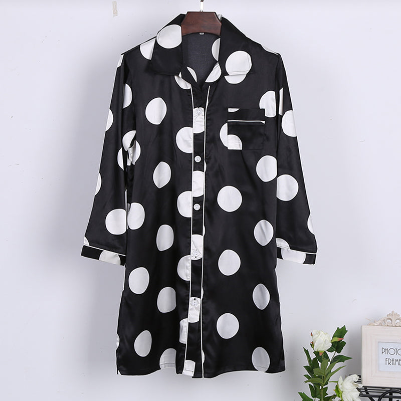 Women's Satin Polka Dot Night Shirt