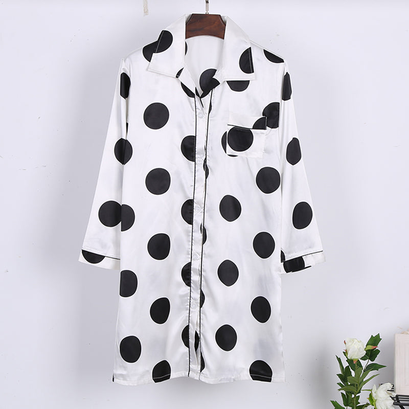 Women's Satin Polka Dot Night Shirt