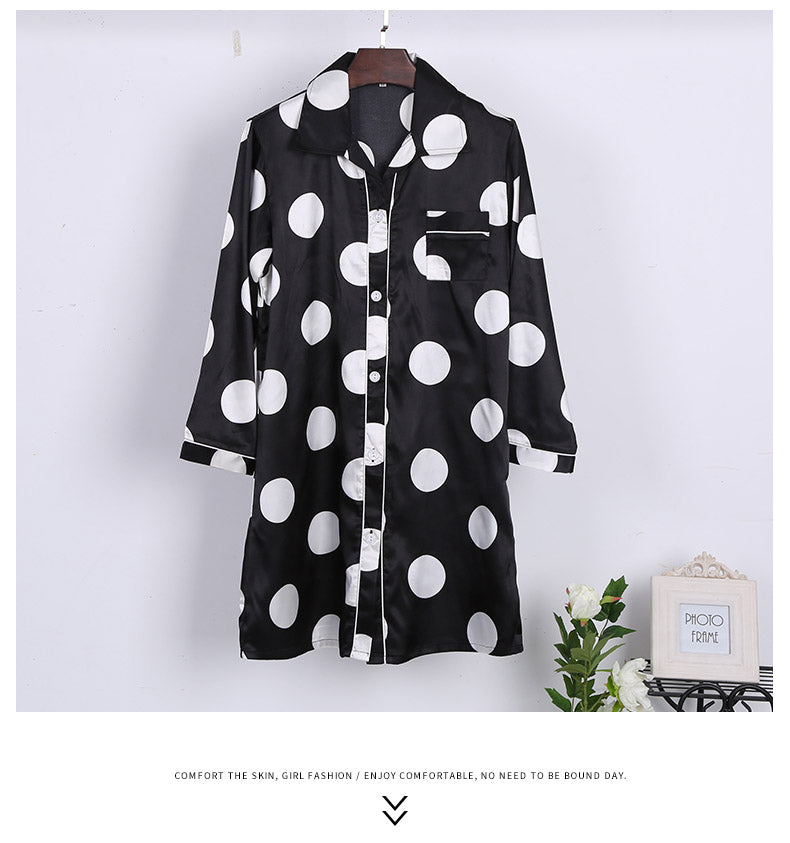 Women's Satin Polka Dot Night Shirt