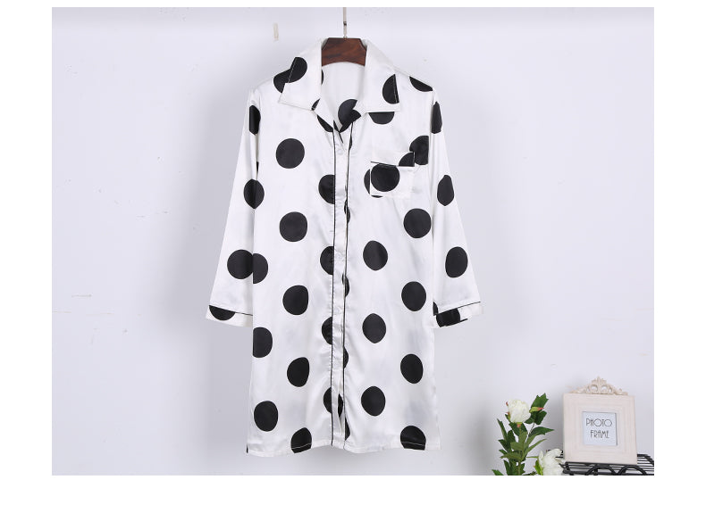Women's Satin Polka Dot Night Shirt