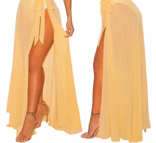 Women's Sheer Tie-up Skirt Beach Cover Up
