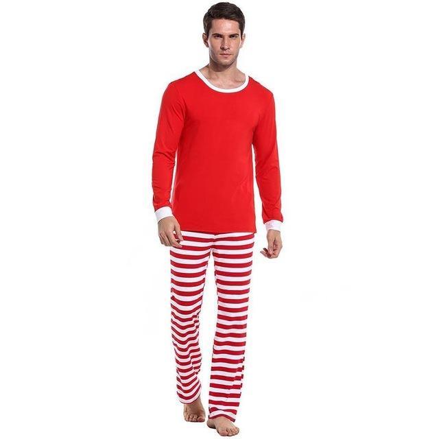 Men's Loose Long Sleeve Striped Nightwear
