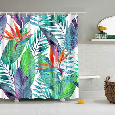 Shower Curtains with Tropical Jungle Patterns, Pineapples, Flowers