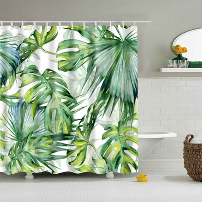 Shower Curtains with Tropical Jungle Patterns, Pineapples, Flowers