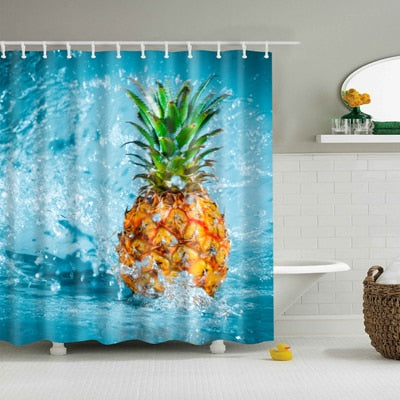 Shower Curtains with Tropical Jungle Patterns, Pineapples, Flowers