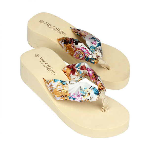 Women Floral Strap Wedge Beach Sandals