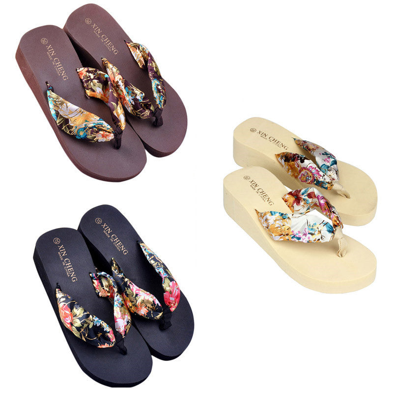 Women Floral Strap Wedge Beach Sandals