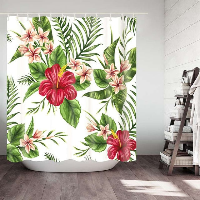 Sea Turtle, Sea Horse, Flamingos, and Exotic World, Polyster Fabric Shower Curtain