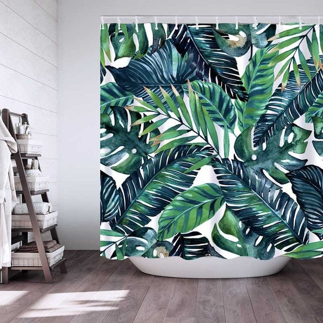 Sea Turtle, Sea Horse, Flamingos, and Exotic World, Polyster Fabric Shower Curtain