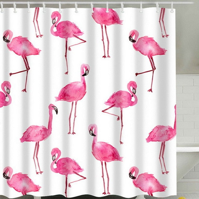 Sea Turtle, Sea Horse, Flamingos, and Exotic World, Polyster Fabric Shower Curtain