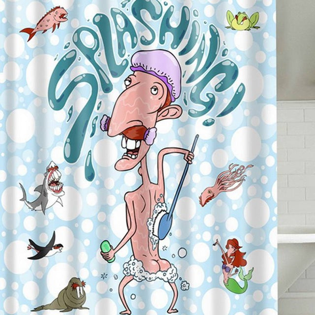 Sea Turtle, Sea Horse, Flamingos, and Exotic World, Polyster Fabric Shower Curtain