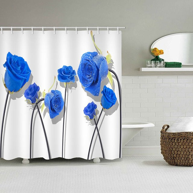 Sea Turtle, Sea Horse, Flamingos, and Exotic World, Polyster Fabric Shower Curtain