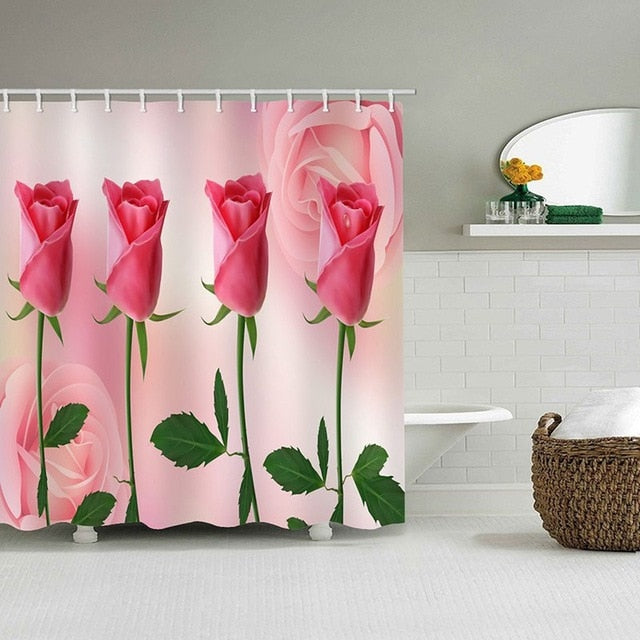 Sea Turtle, Sea Horse, Flamingos, and Exotic World, Polyster Fabric Shower Curtain
