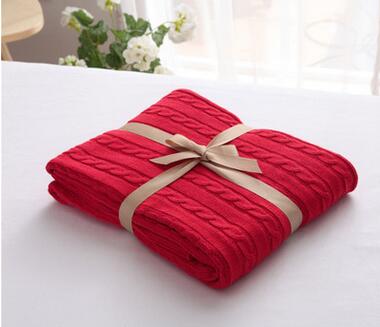 Chain Pattern Cotton Knit Throw Blanket