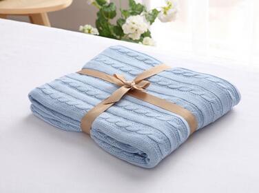 Chain Pattern Cotton Knit Throw Blanket