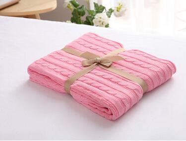 Chain Pattern Cotton Knit Throw Blanket