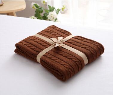 Chain Pattern Cotton Knit Throw Blanket