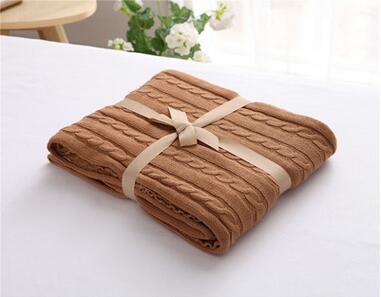 Chain Pattern Cotton Knit Throw Blanket