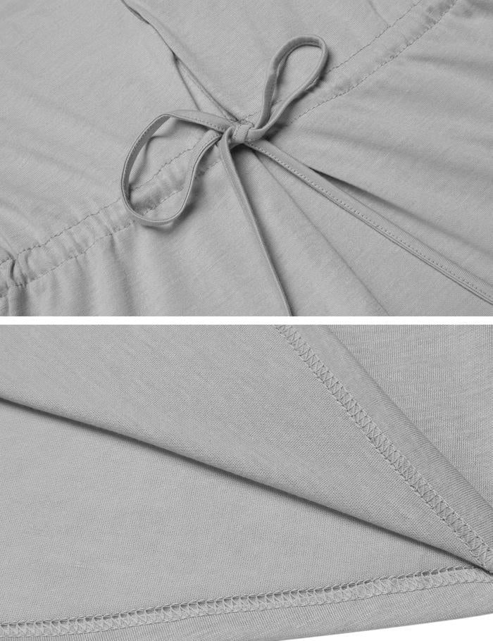 Women V-Neck Drawstring Waist Nightdress