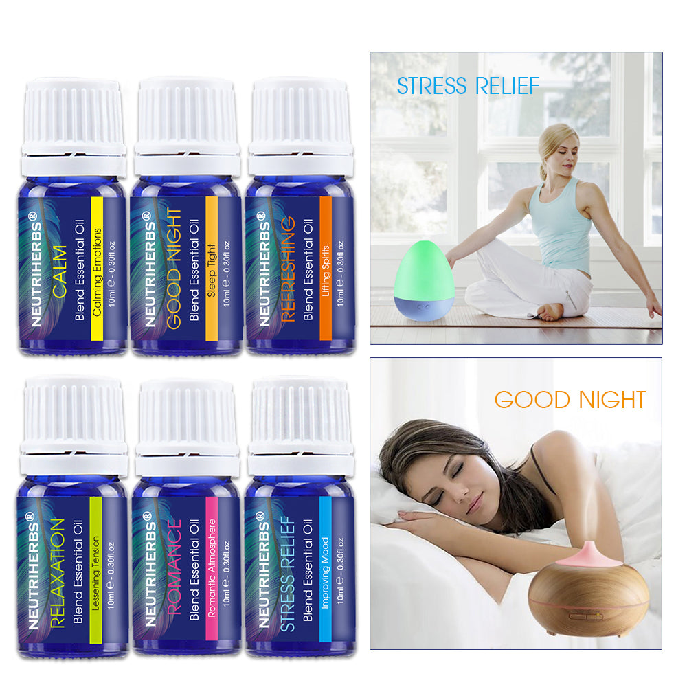 6 pcs Set of Pure Oils for Aromatherapy Diffusers, Humidifier, Bath, Massage