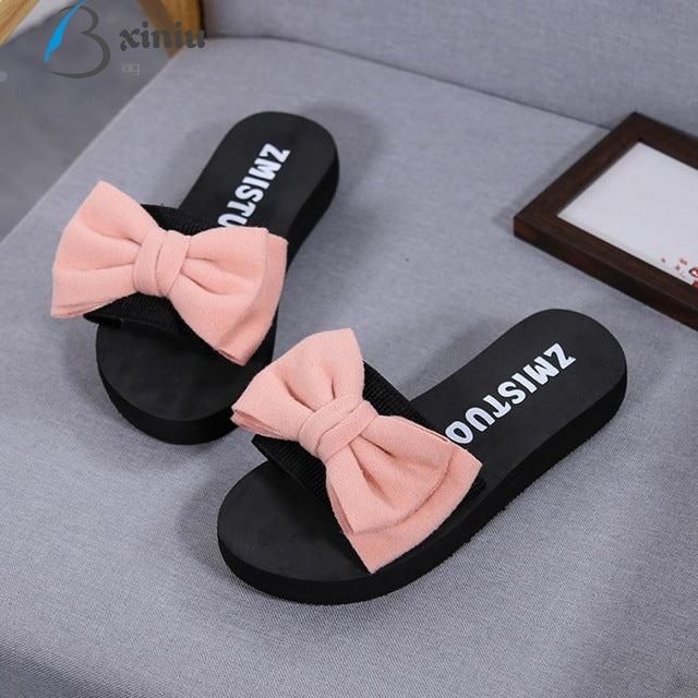 Women's Big Velvet Bow Summer Flip-Flops
