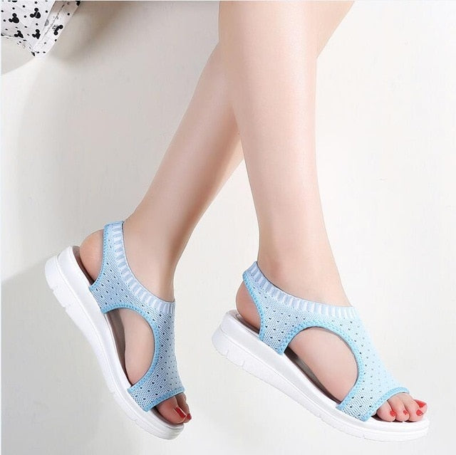 Women's Ankle Wrap Pattern Summer Walking Shoes