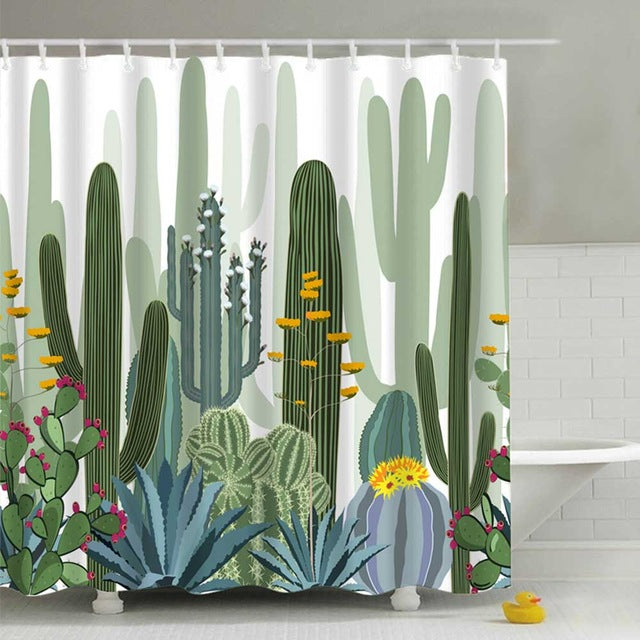 Cactus Print Shower Curtains, 180 x 180cm