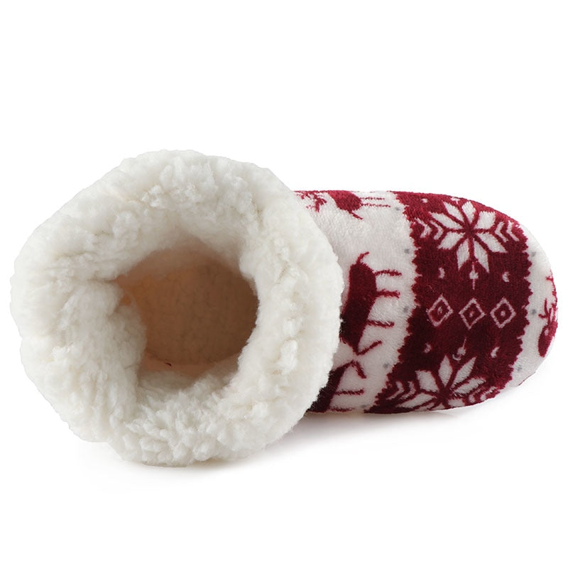 Woman's Reindeer Print Plush Winter Slippers