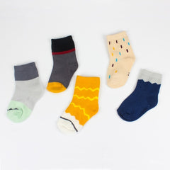 5 Pairs Set of Cute Socks for Babies, Toddlers and Kids Years 2-10, 95% Cotton